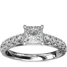 Riviera Cathedral Pavé Diamond Engagement Ring in Platinum